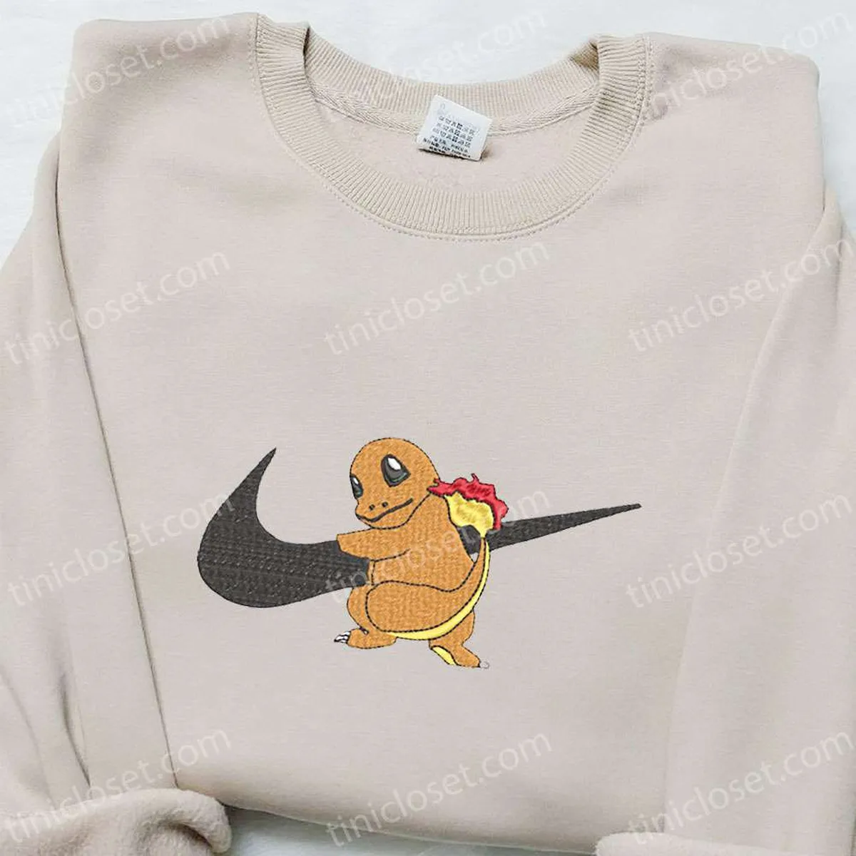 Charmander Pokemon x Swoosh Anime Embroidered Hoodie, Cool Anime Clothing, Best Gift Ideas for Family