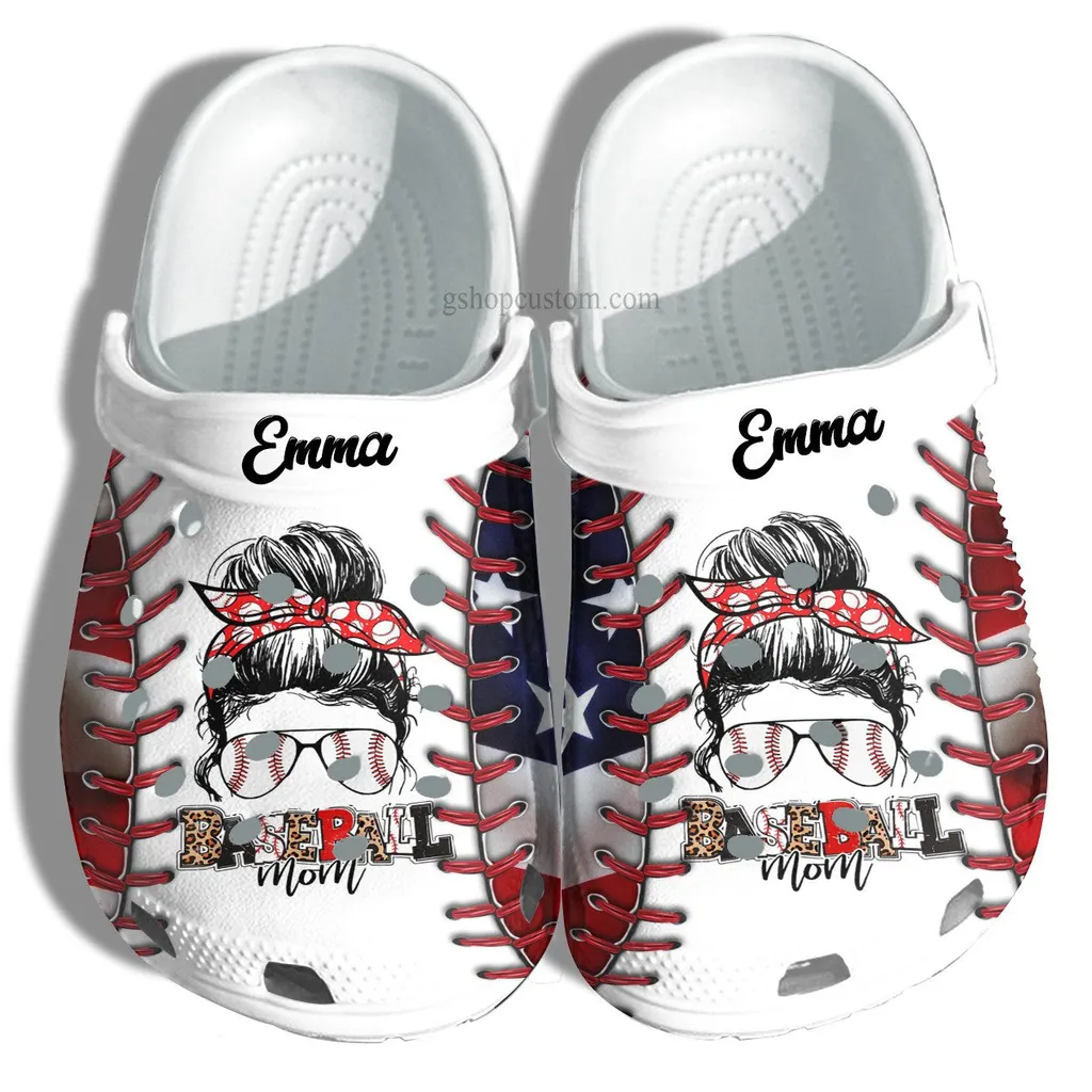 Cheer Up Baseball Mom America Flag Croc