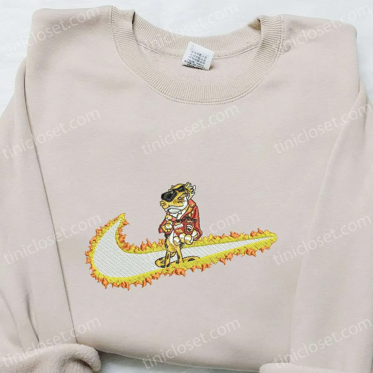 Cheetah x Swoosh Embroidered Hoodie, Custom Embroidered Shirt, Nike Inspired Embroidered Shirt