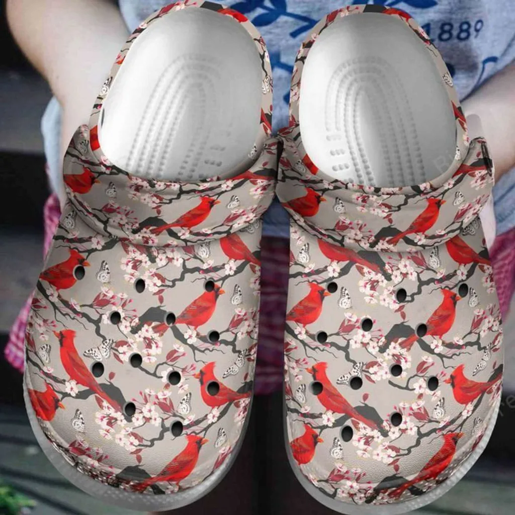 Cherry Blossom Cardinal Rubber Crocs Clog