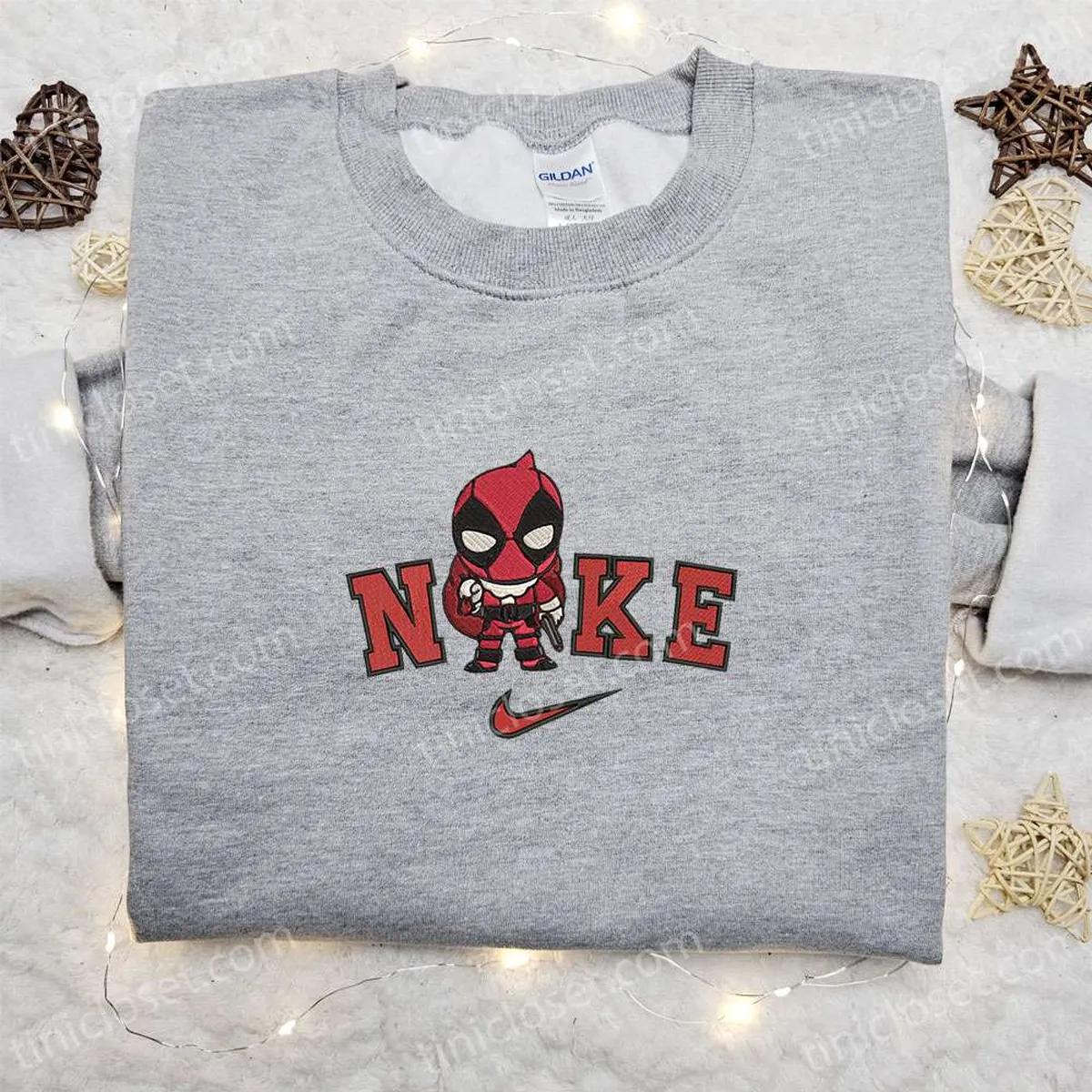 Chibi Dead Pool Santa x Nike Christmas Embroidered Sweatshirt, Christmas Embroidered Shirt, Best Christmas Gift Ideas