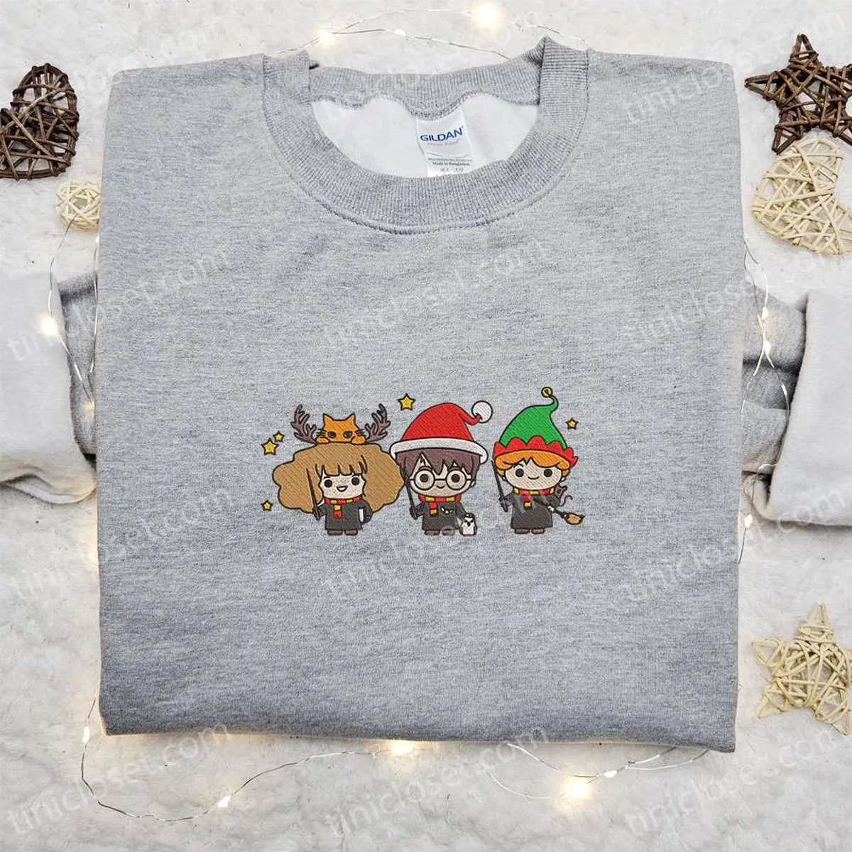 Chibi Harry Potter Hermione Christmas Embroidered Sweatshirt, Merry Christmas Embroidered Shirt, Best Christmas Day Gift Ideas