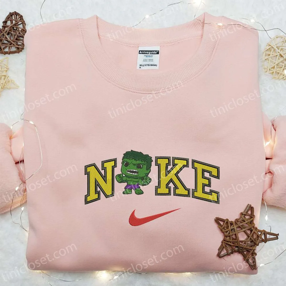 Chibi Hulk x Nike Movie Embroidered Shirt, Marvel Universe Embroidered Shirt, Nike Inspired Embroidered Shirt