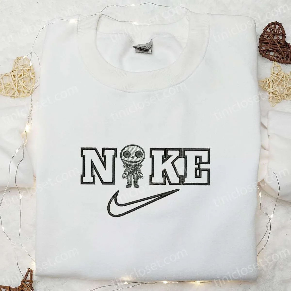 Chibi Jack x Nike Embroidered Hoodie, Nike Inspired Embroidered Shirt, Best Halloween Gift Ideas