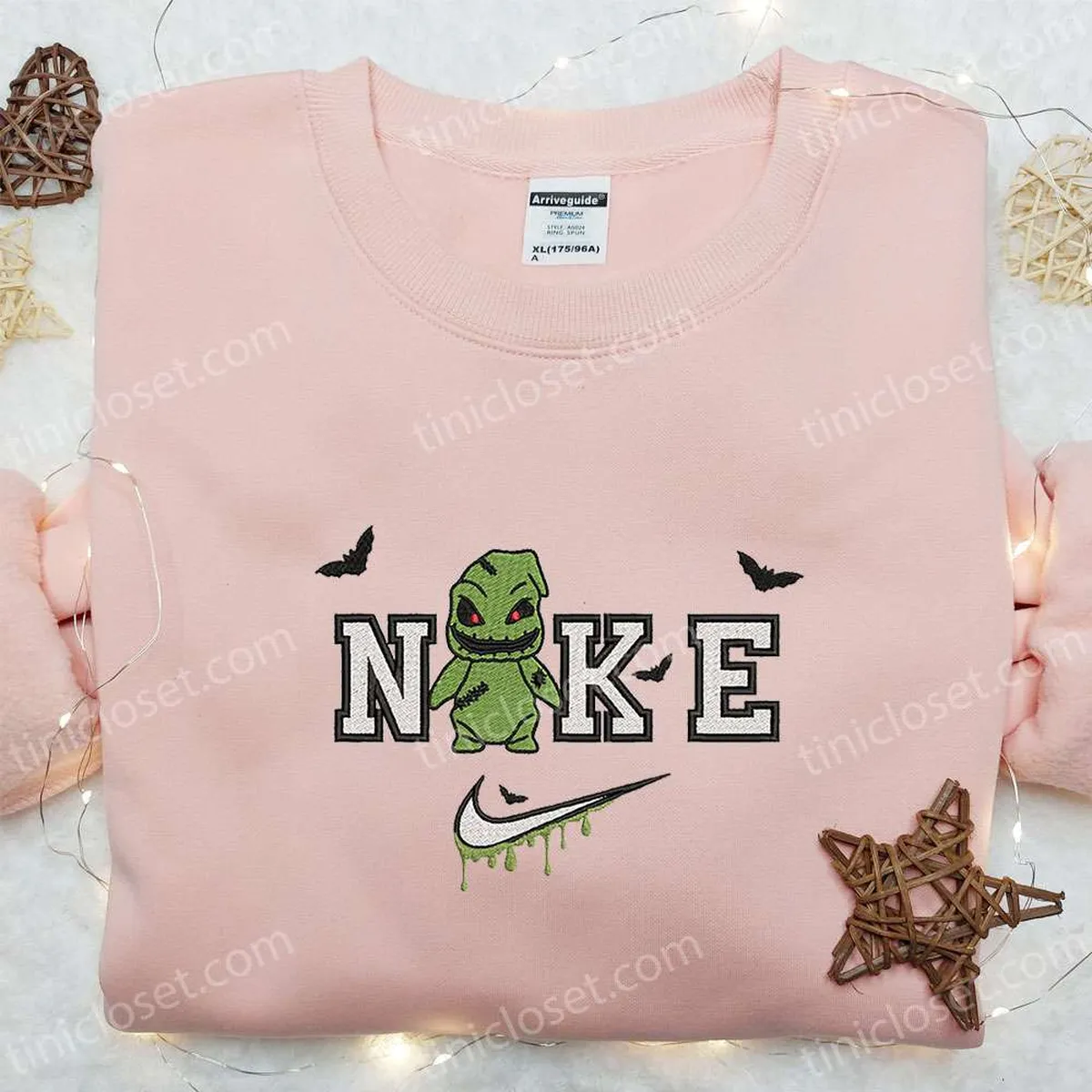 Chibi Oogie Boogie x Nike Embroidered Hoodie, Nike Inspired Embroidered Shirt, Best Halloween Gift Ideas