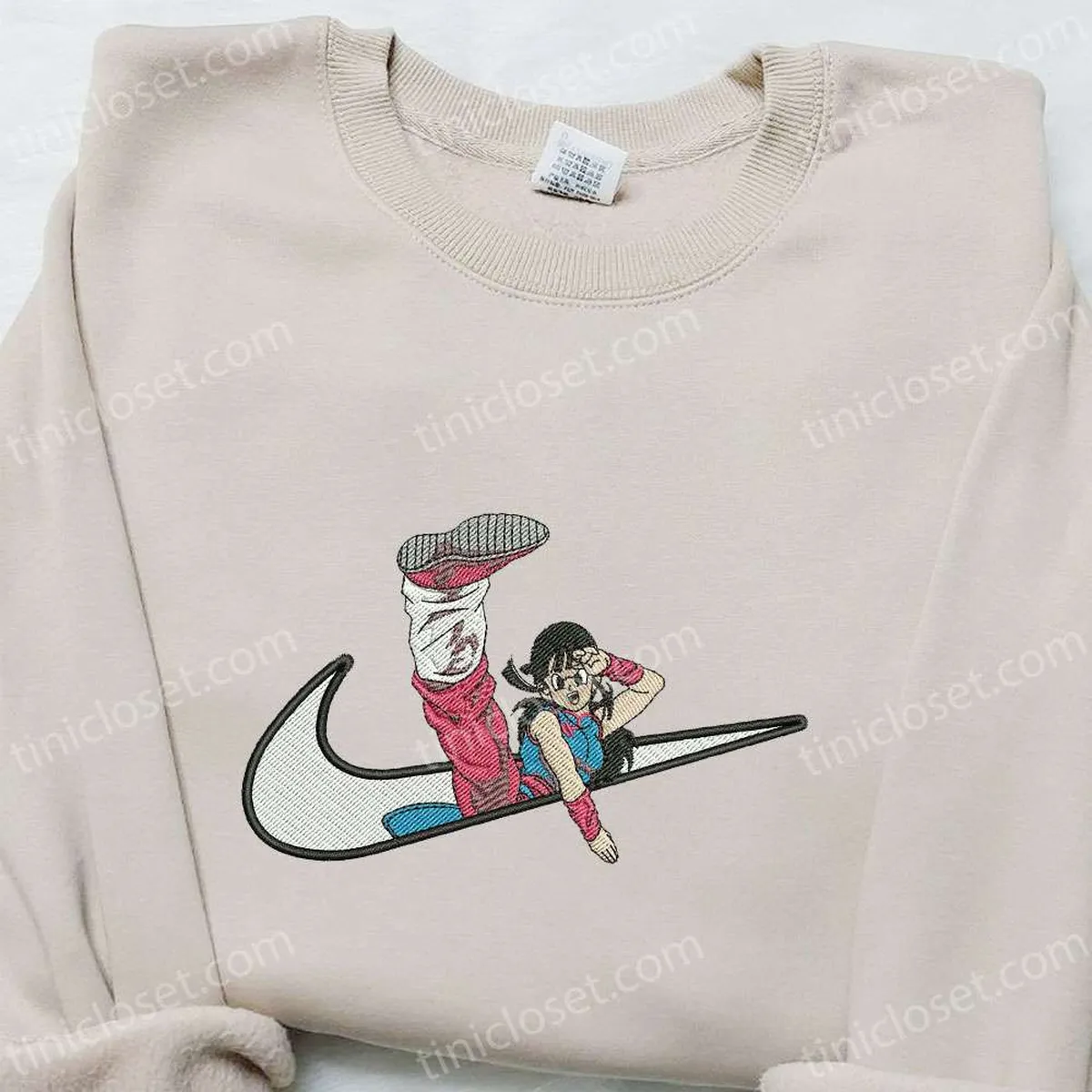 Chichi x Swoosh Anime Embroidered Hoodie, Dragon Ball Embroidered Shirt, Nike Inspired Embroidered Shirt