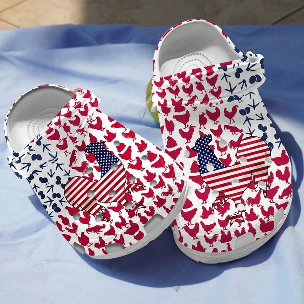 Chicken American Flag Crocs Classic Clogs