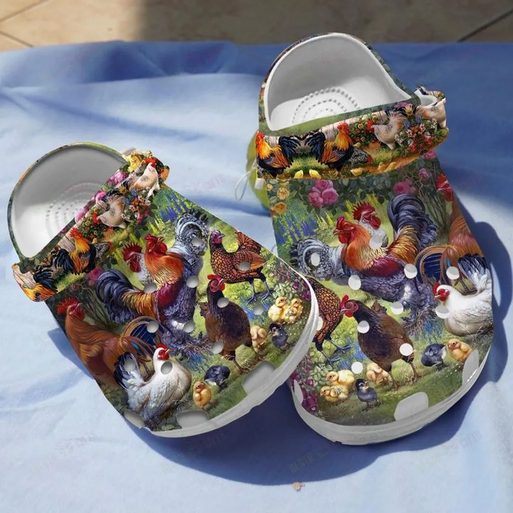 Chicken Art Crocs, Personalized Crocs Classic Clogs