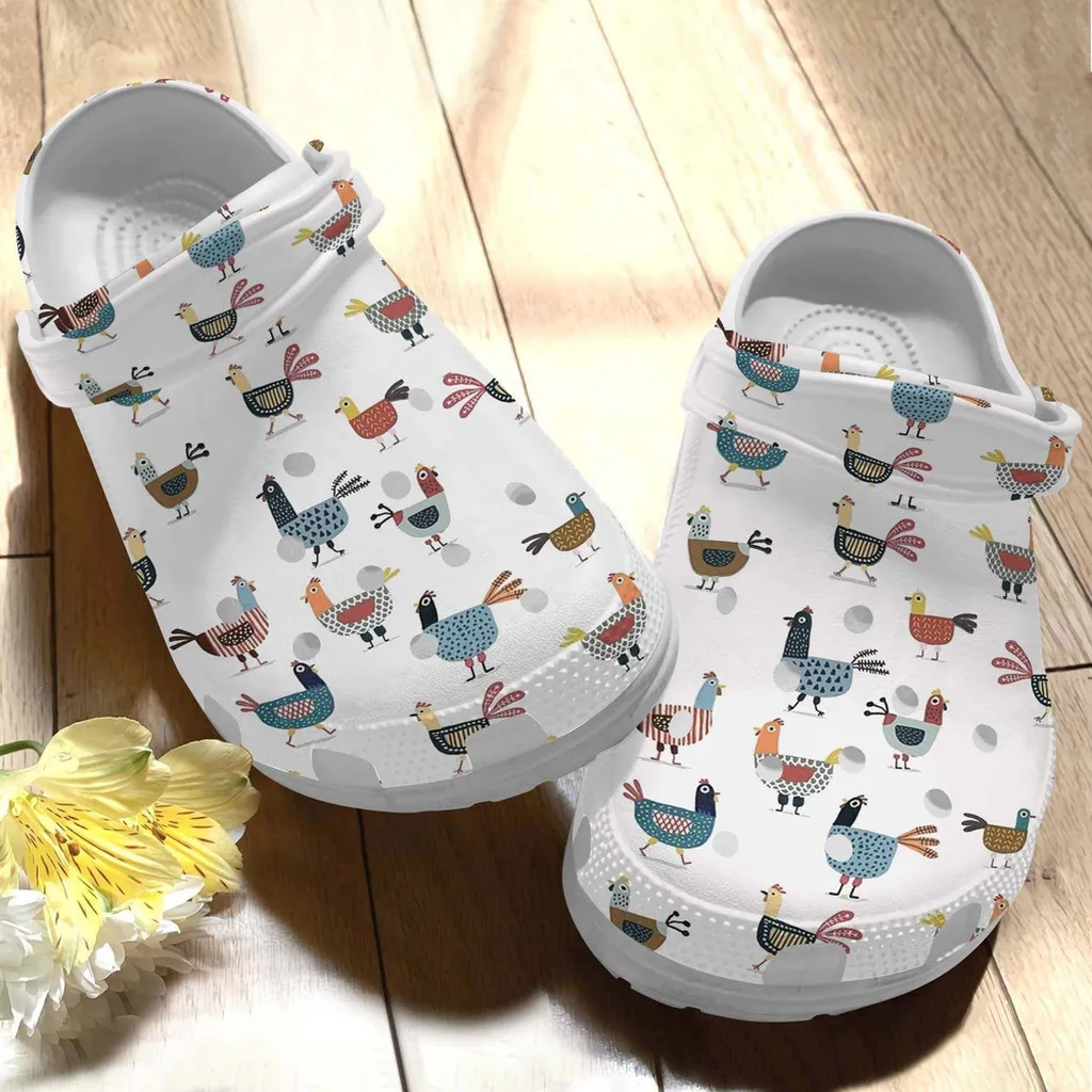 Chicken Art Funny 16 Gift For Lover Rubber Crocs Clog