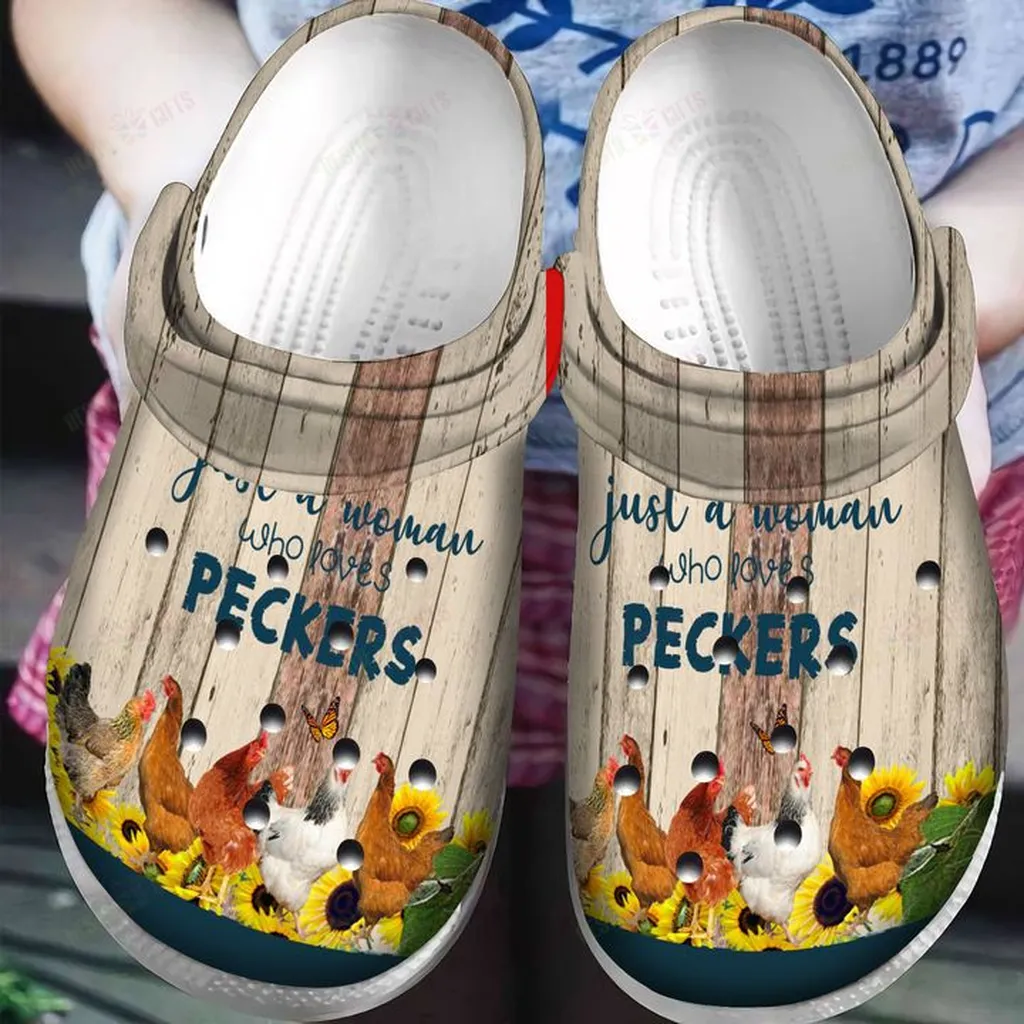 Chicken Just A Woman Who Loves Peckers Crocs, Personalized Crocs Classic Clogs