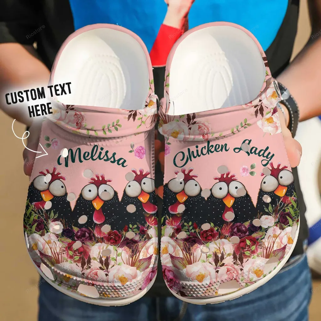 Chicken Lady Custom Name Gift For Lover Rubber Crocs Clog