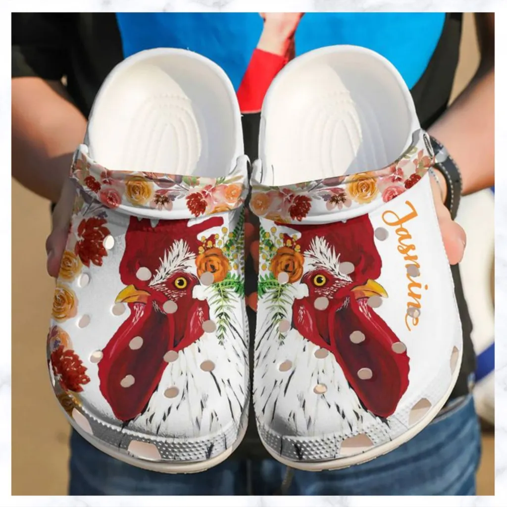 Chicken Personalized Floral Gift For Lover Rubber Crocs Clog