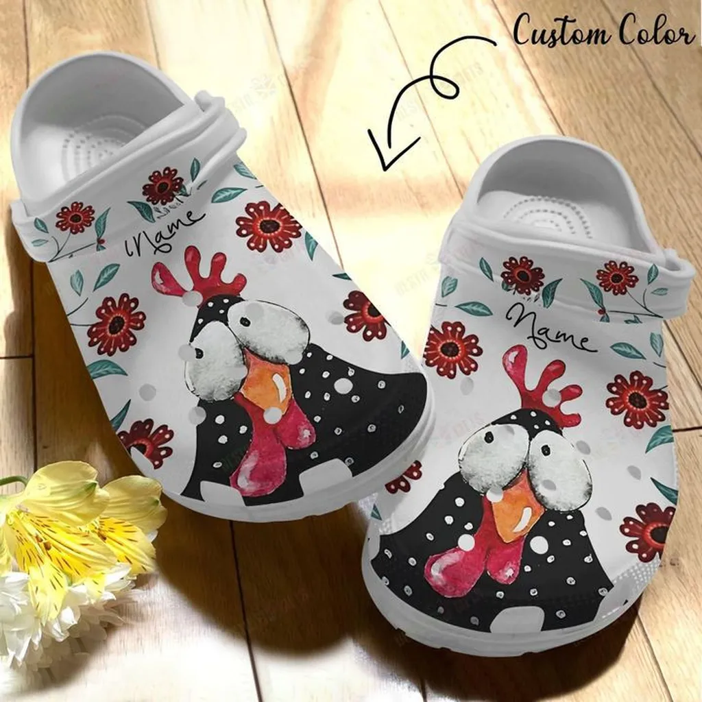 Chicken Personalized Pretty Chicken Crocs, Personalized Crocs Classic Clogs