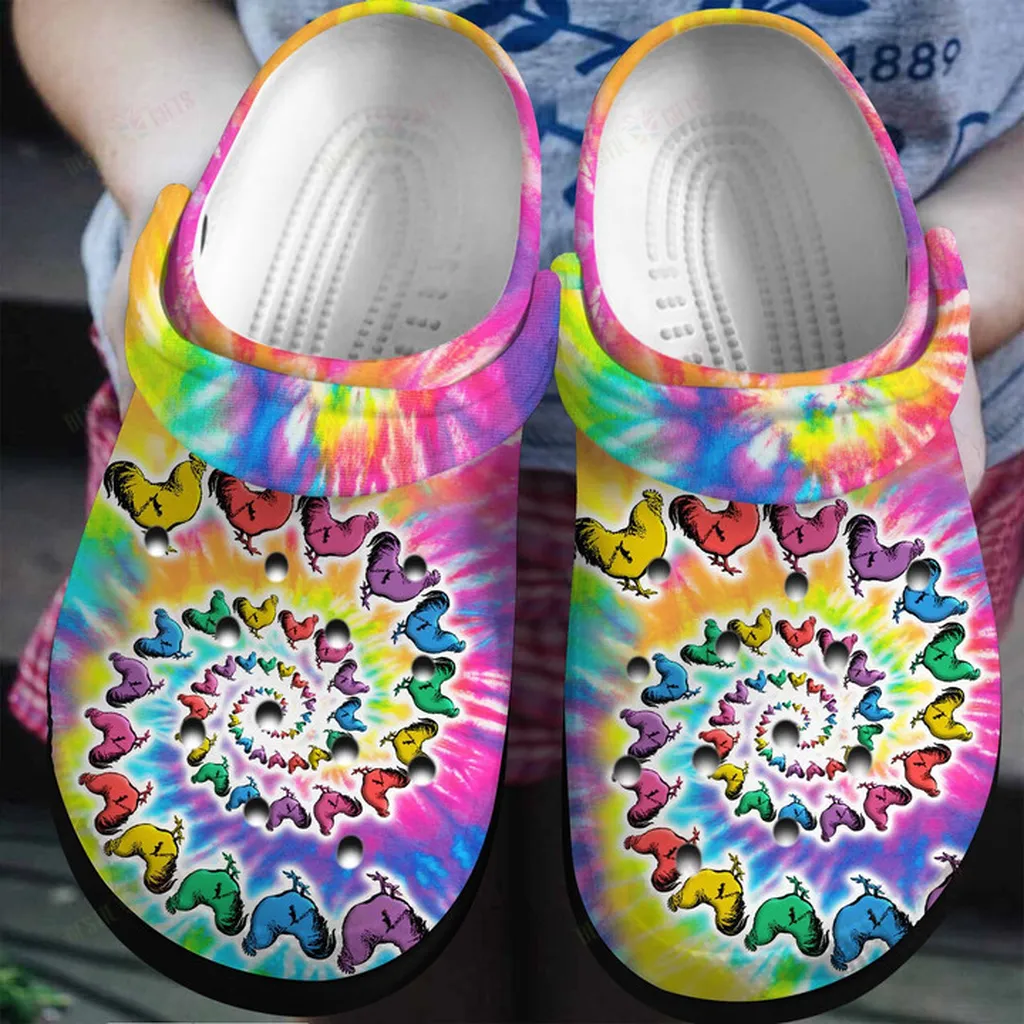 Chicken Tie Dye Crocs Classic Clogs