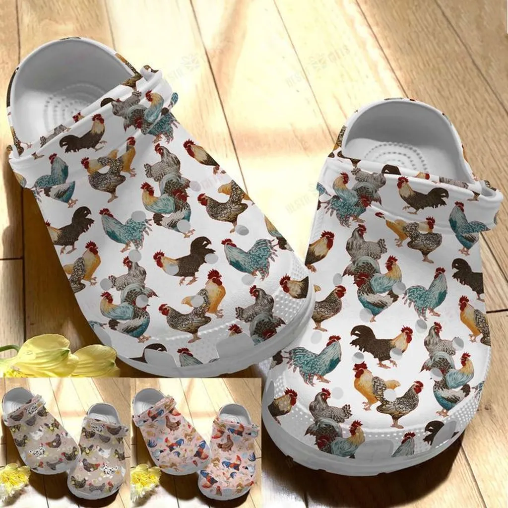 Chicken White Sole 3 Styles Chicken Collection Crocs, Personalized Crocs Classic Clogs