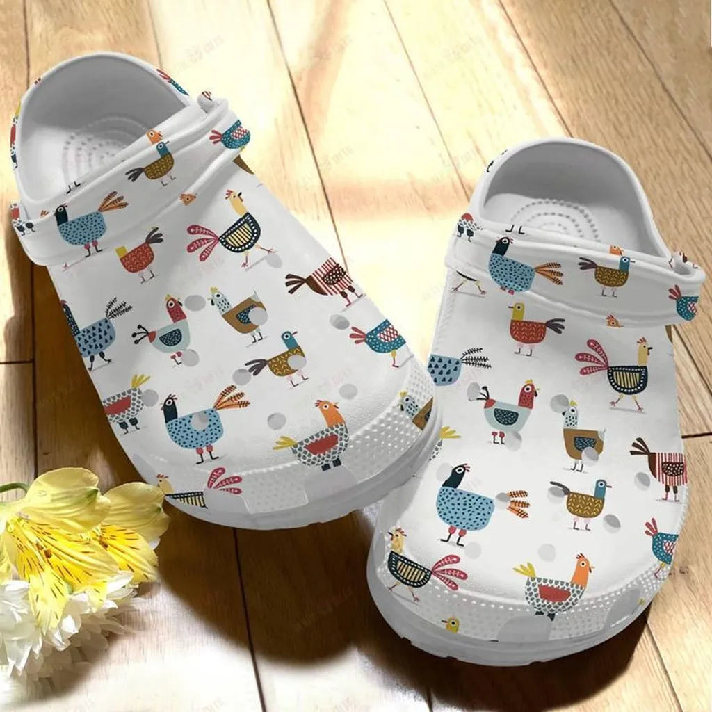 Chicken White Sole Chicken Pattern Color Collection Crocs Classic Clogs