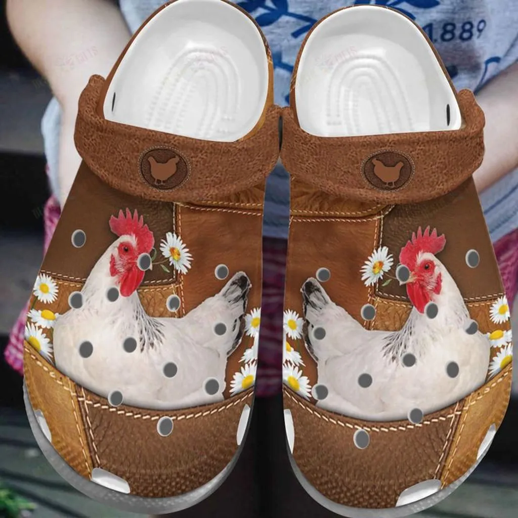 Chicken White Sole Daisy Chicken Crocs Classic Clogs