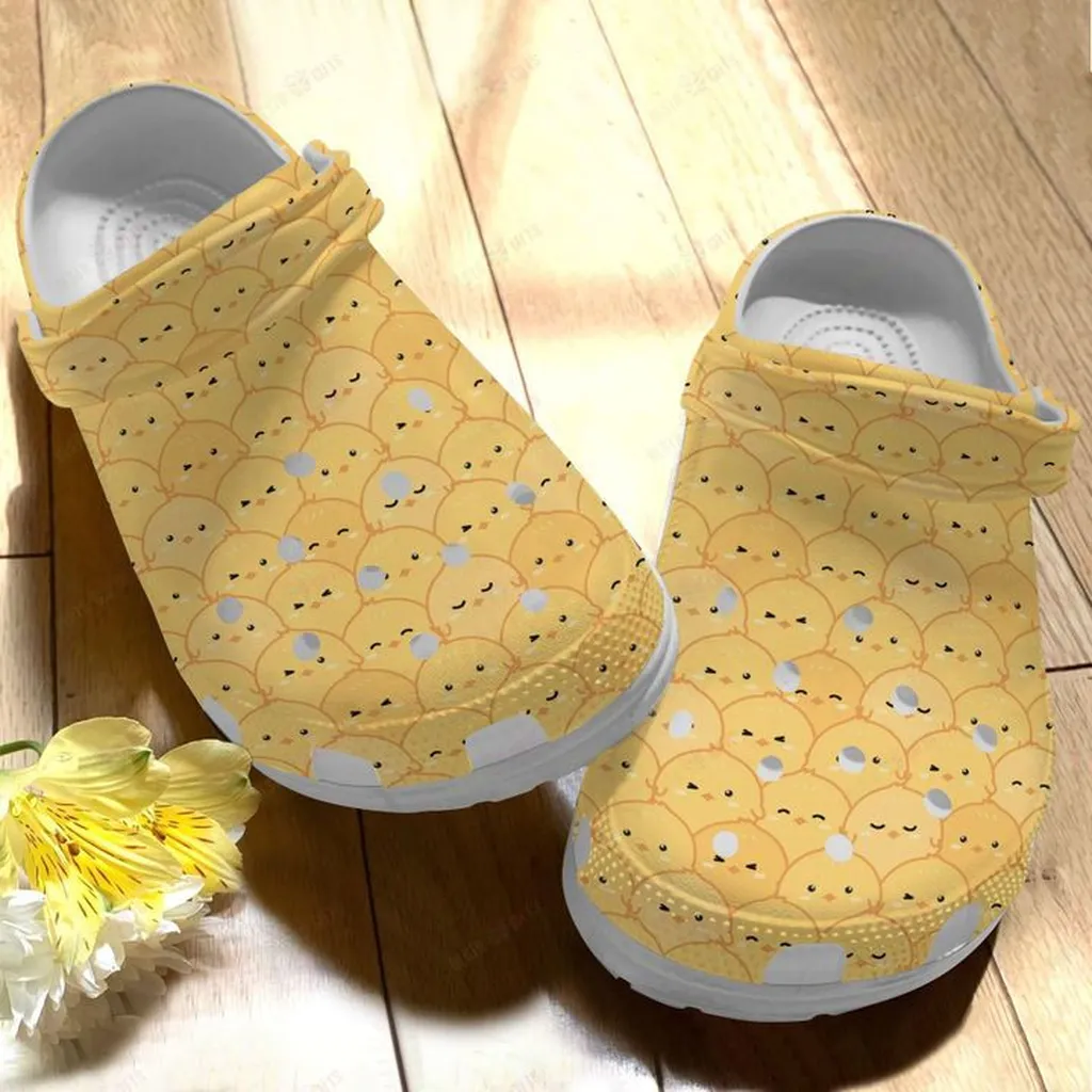 Chicken White Sole Little Yellow Crocs, Personalized Crocs Classic Clogs