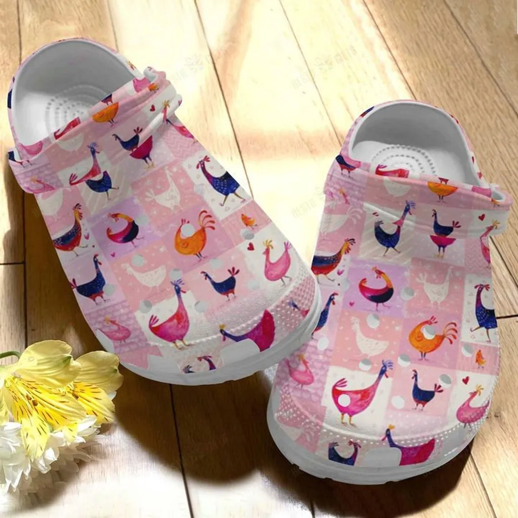 Chicken White Sole Lovely Chicken Pattern Crocs Classic Clogs