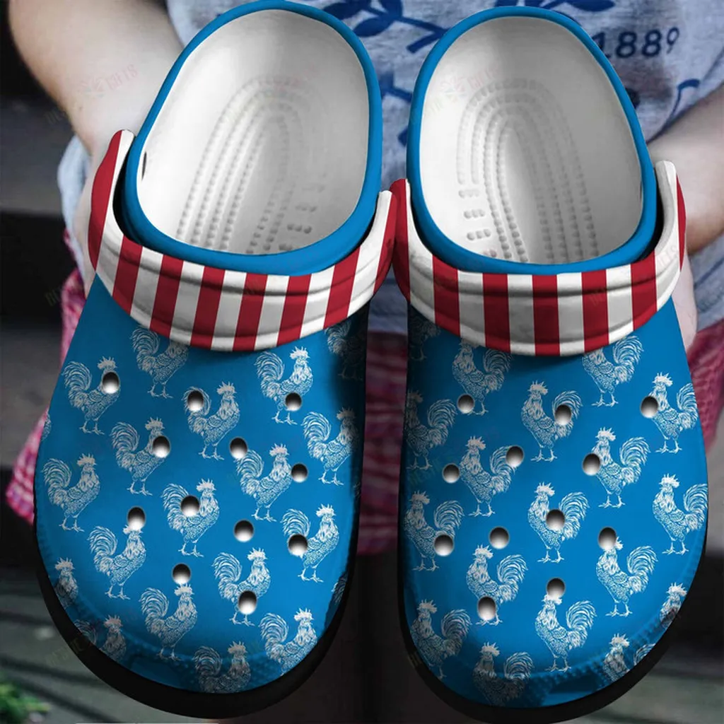 Chicken With American Flag Crocs Classic Clogs