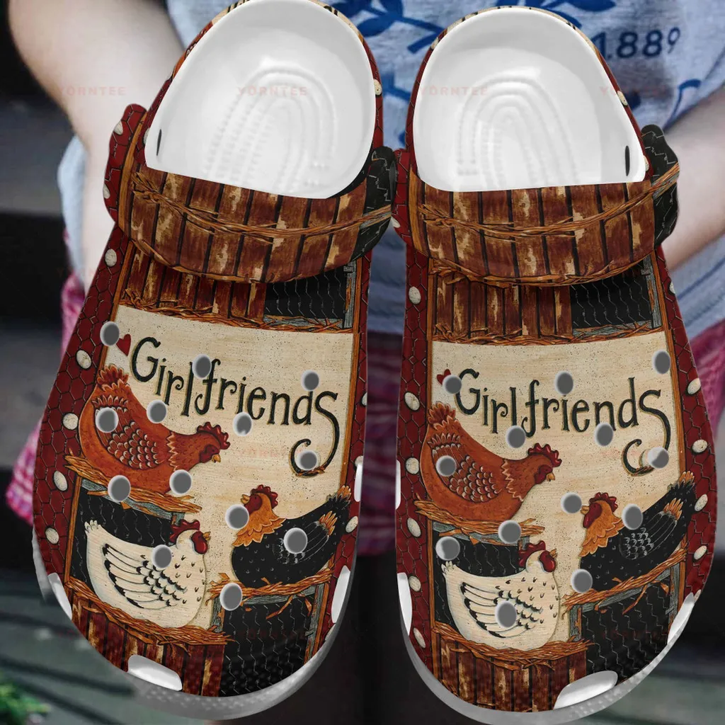 Chickens Girl Friends Lovely Gift For Lover Rubber Crocs Clog