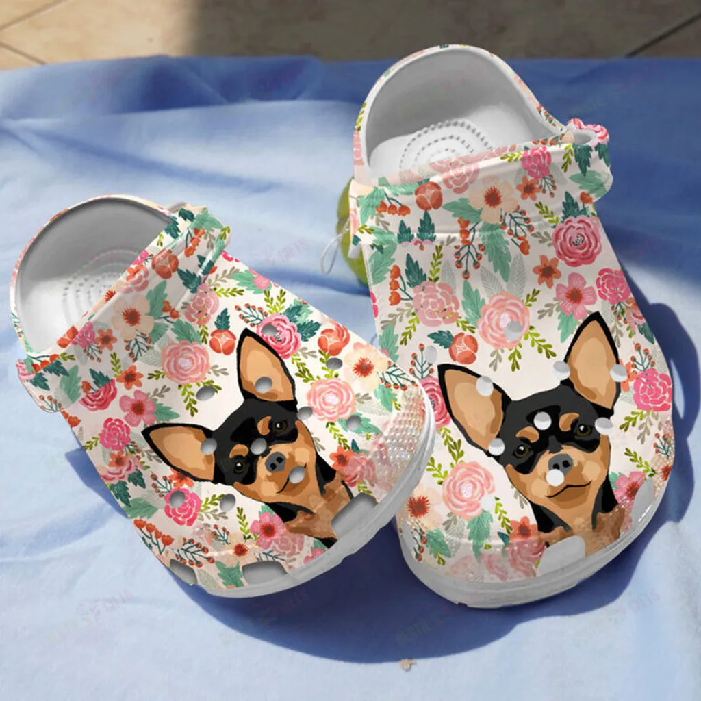 Chihuahua Floral Crocs Classic Clogs