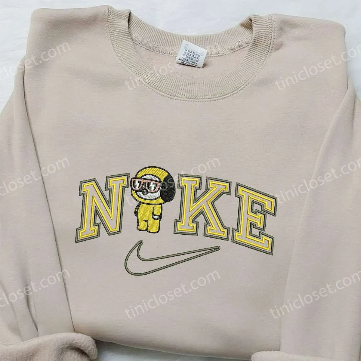 Chimmy x Nike Embroidered Shirt, Cartoon Embroidered Shirt, Custom Nike Embroidered Shirt