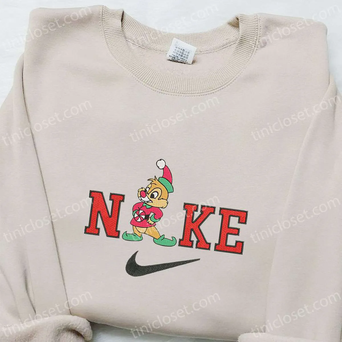 Chip Fox x Nike Christmas Embroidered Sweatshirt, Disney Movie Christmas Embroidered Shirt, Best Christmas Gift Ideas