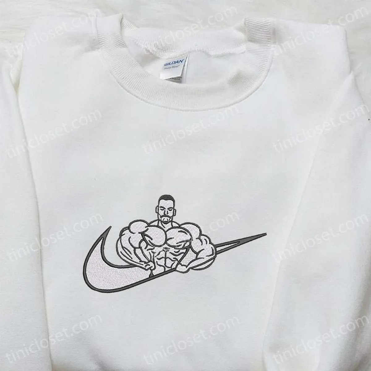 Chris Bumsted x Nike Swoosh Embroidered Sweatshirt, Celebrity Embroidered Shirt, Nike Inspired Embroidered Shirt