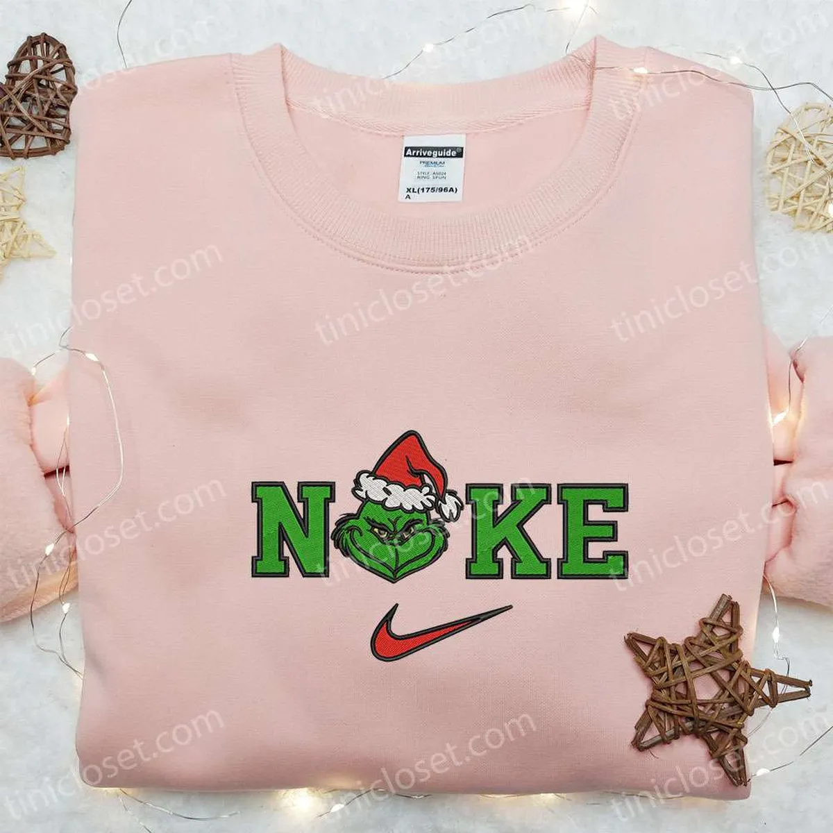 Christmas Grinch Face x Nike Embroidered Sweatshirt, Nike Inspired Embroidered Hoodie, Best Christmas Gift Ideas