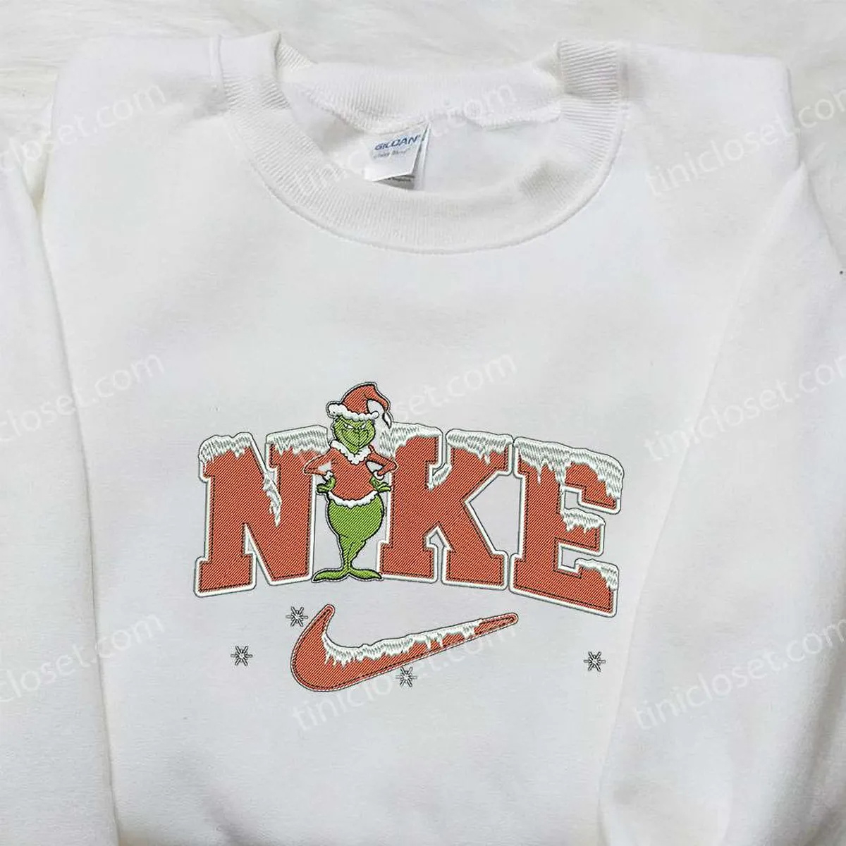 Christmas Grinch x Nike Embroidered Shirt, The Grinch Embroidered Shirt, Best Christmas Gifts for Family