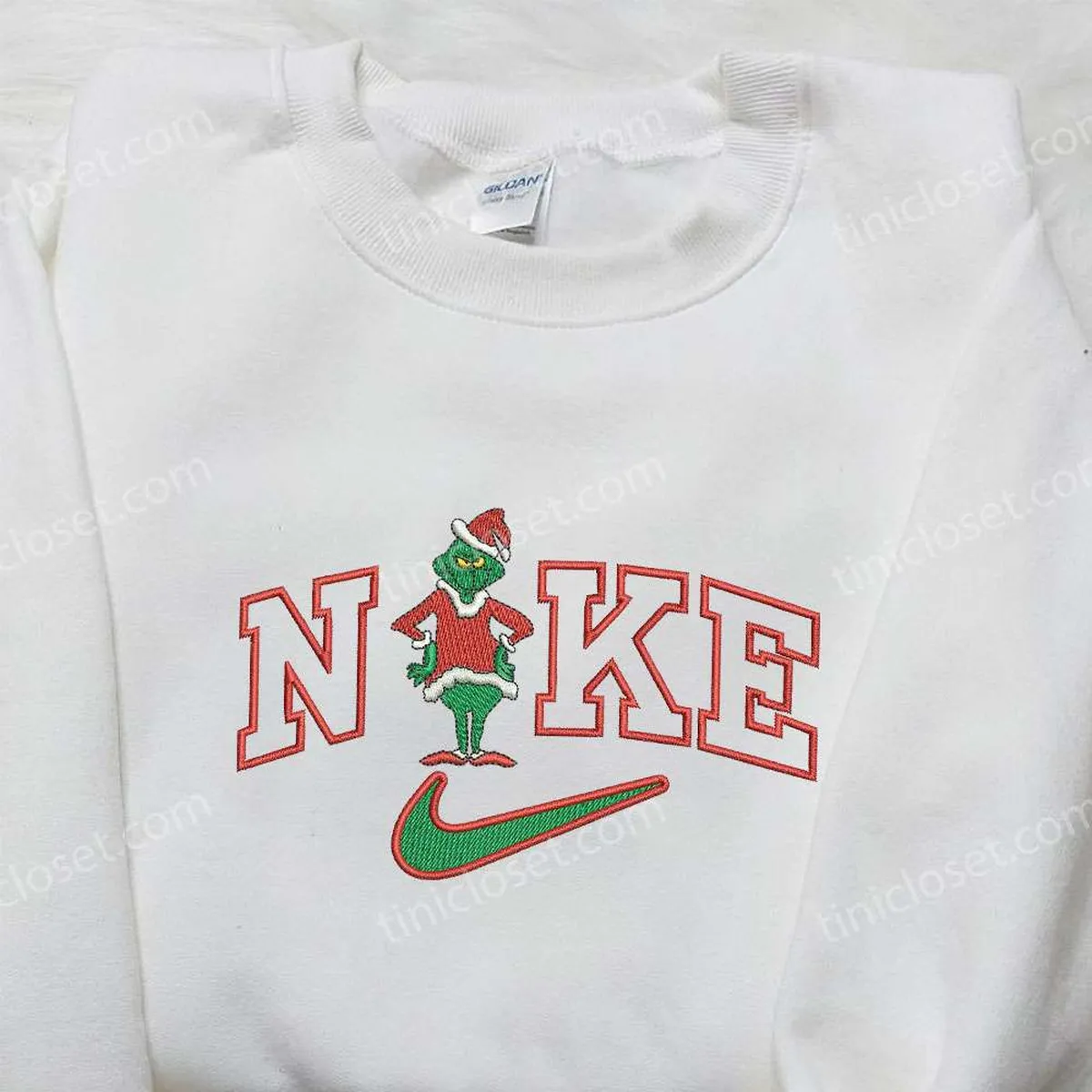 Christmas Grinch x Nike Embroidered Shirt, The Grinch Embroidered Shirt, Best Christmas Shirt