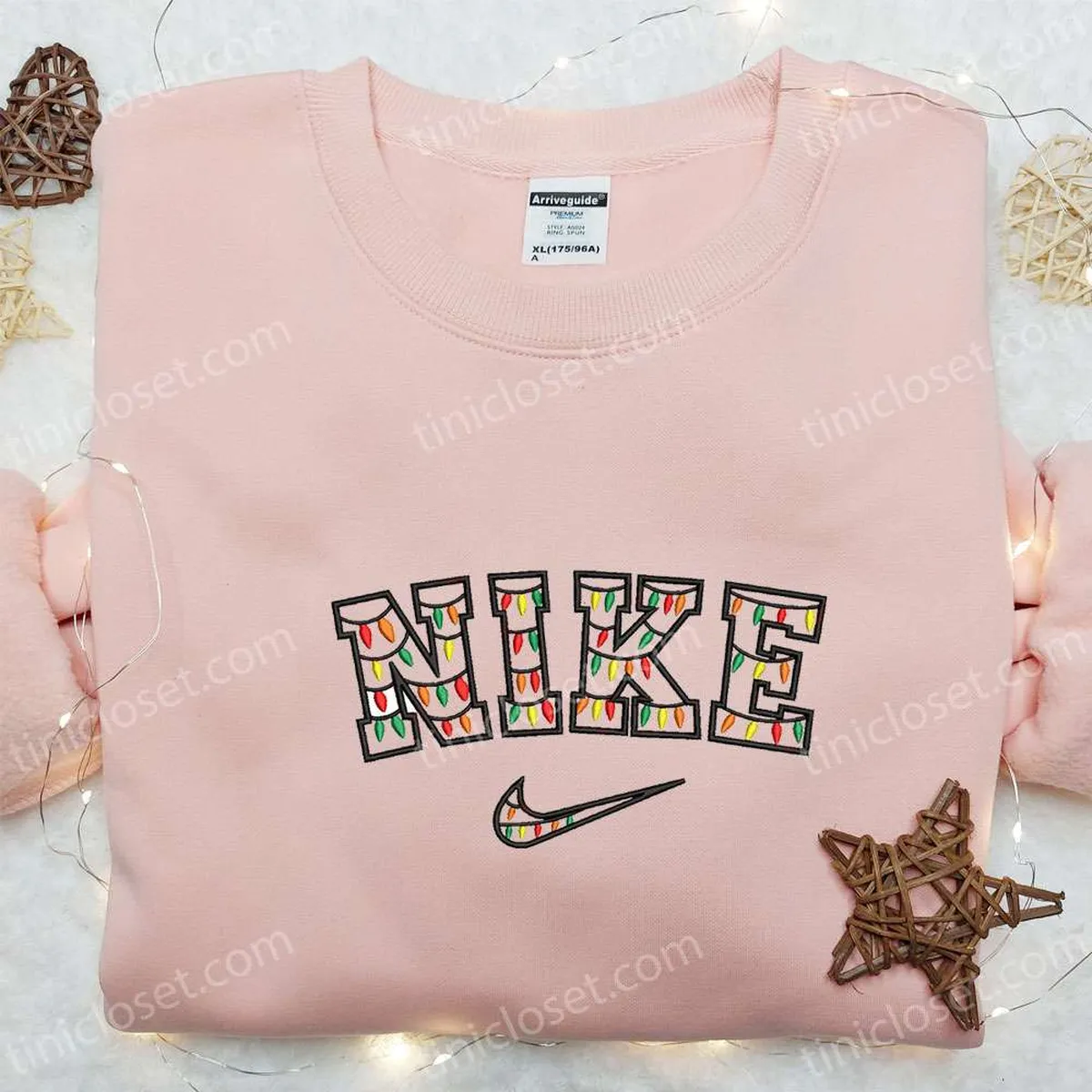 Christmas Lights x Nike Embroidered Shirt, Christmas Embroidered Hoodie, Best Gift Ideas