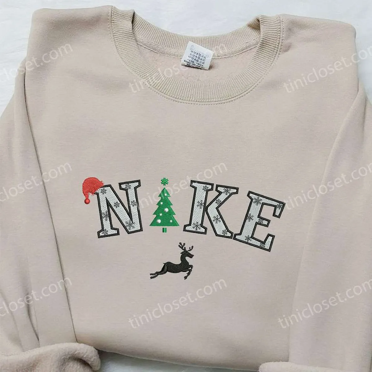 Christmas Tree x Nike Embroidered Hoodie, Nike Inspired Embroidered Shirt, Best Christmas Gift Ideas