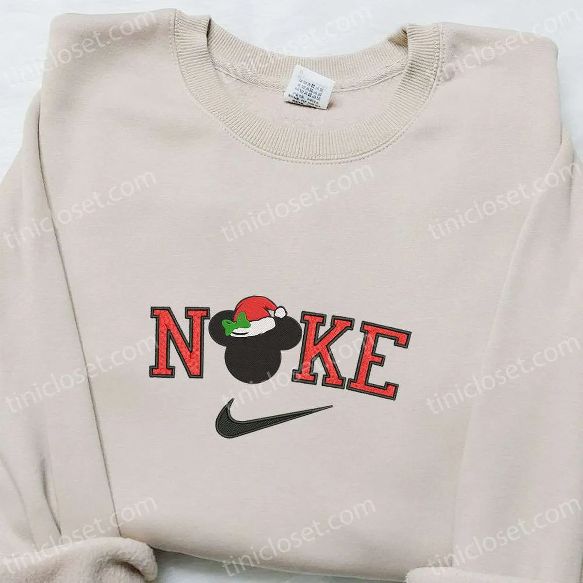 Christmas With The Mickey Mouse x Nike Christmas Embroidered Sweatshirt, Cartoon Christmas Embroidered Shirt, Best Christmas Gift Ideas