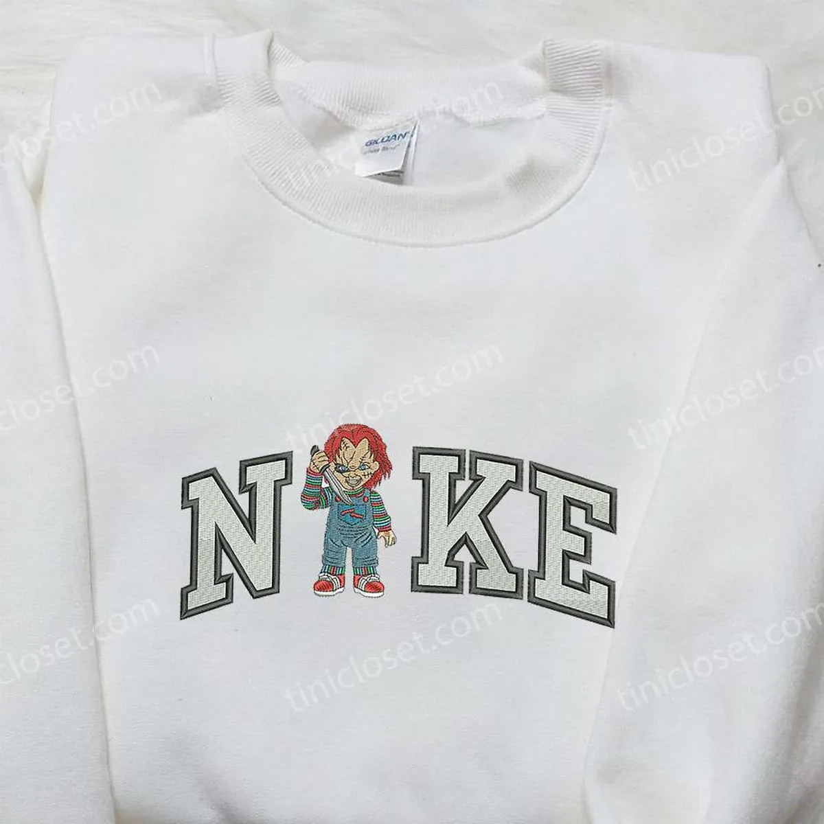 Chucky Stand x Nike Embroidered Shirt, Child? Play Embroidered Shirt, Custom Nike Embroidered Shirt