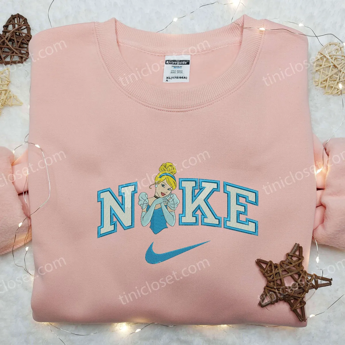 Cinderella Smile x Nike Embroidered Shirt, Cinderella Embroidered Shirt, Custom Nike Embroidered Shirt