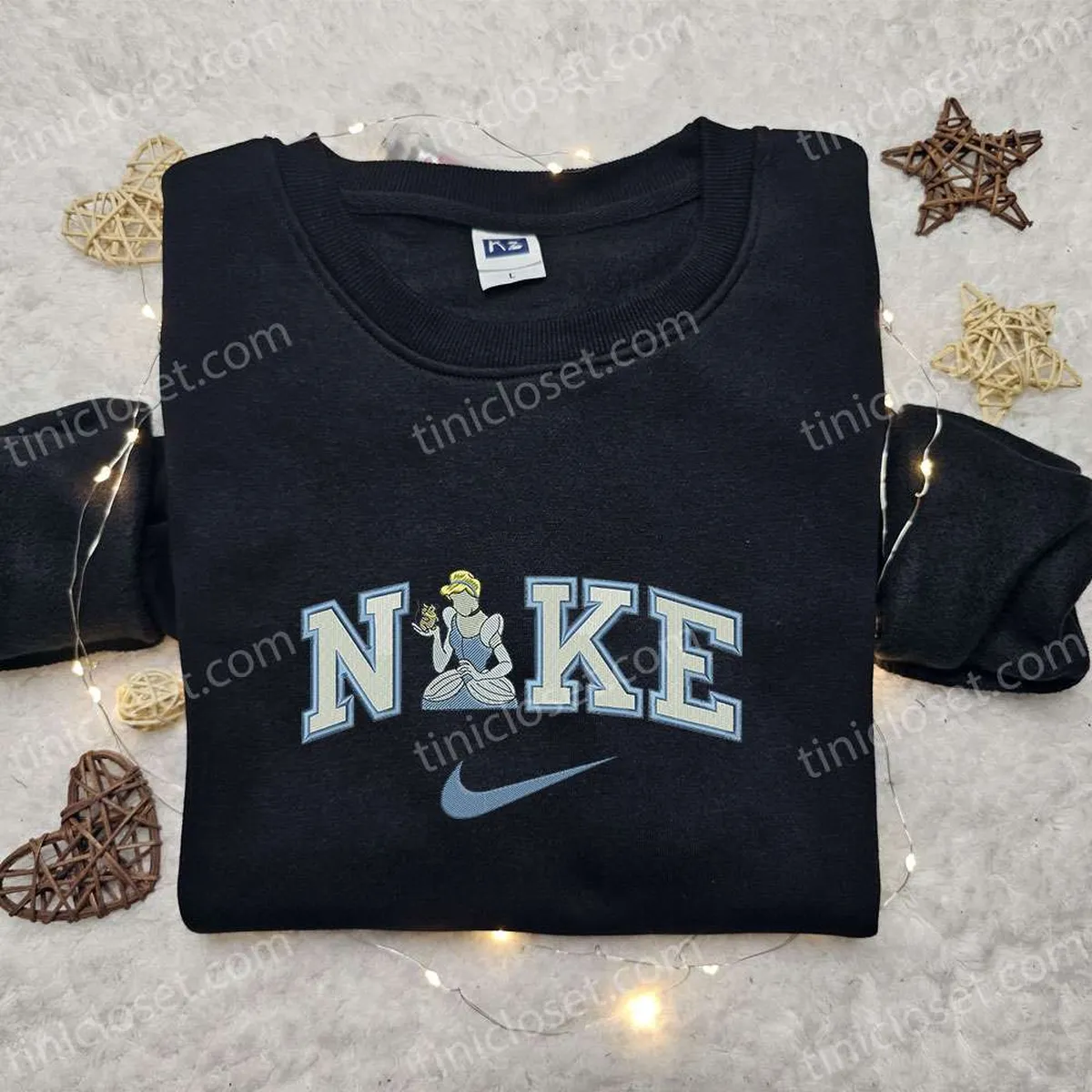 Cinderella x Nike Cartoon Embroidered Hoodie, Walt Disney Characters Embroidered Shirt, Best Birthday Gift Ideas for Family