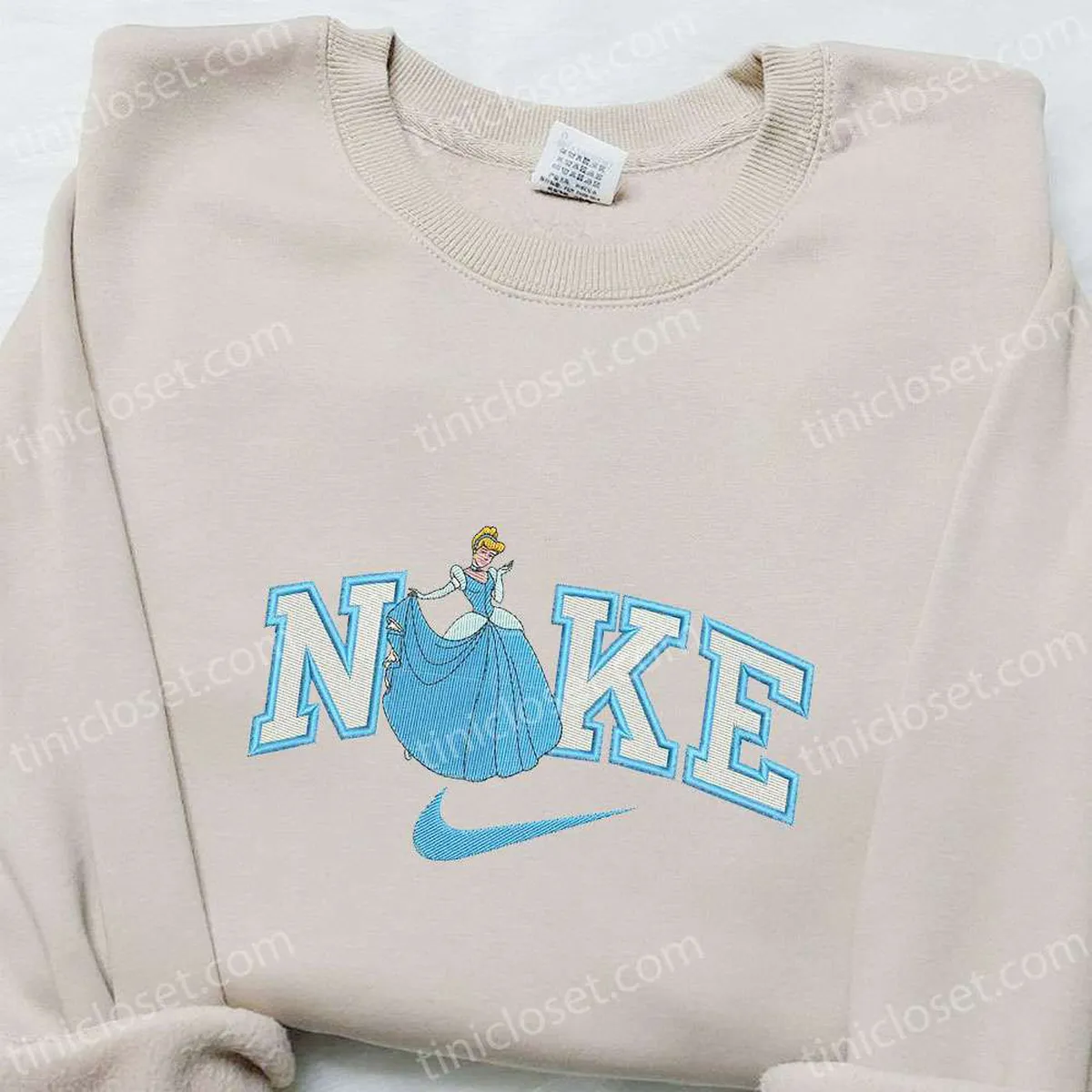 Cinderella x Nike Cartoon Embroidered Shirt, Cinderella Disney Embroidered Shirt, Nike Inspired Embroidered Shirt