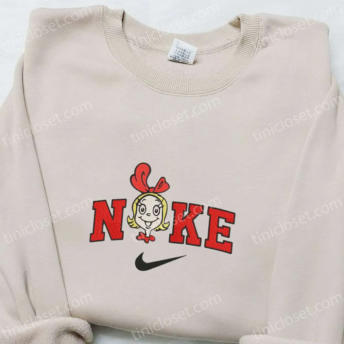 Cindy Lou Who 1957 Merry x Nike Christmas Embroidered Sweatshirt, Cartoon Christmas Embroidered Shirt, Best Christmas Gift Ideas