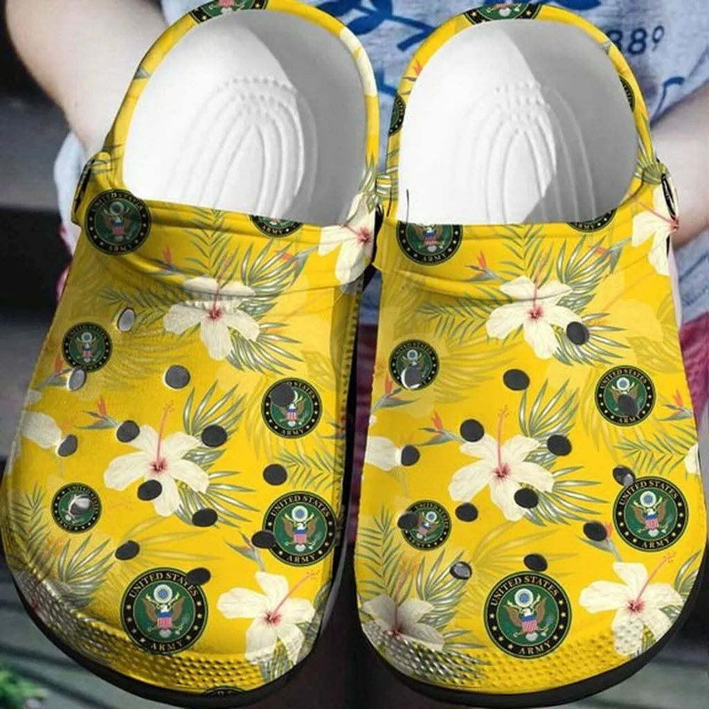 Classic Us Army Lilies 102 Gift For Lover Rubber Crocs Clog