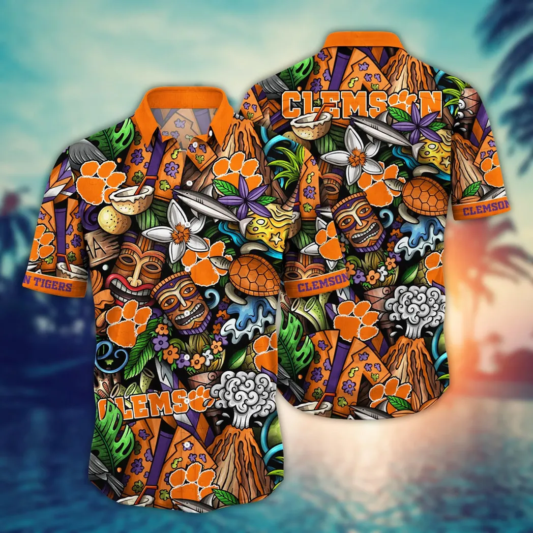 Clemson Tigers NCAA Flower Aloha Hawaiian Shirt, Custom Summer Football Shirts VPHWA2451154354