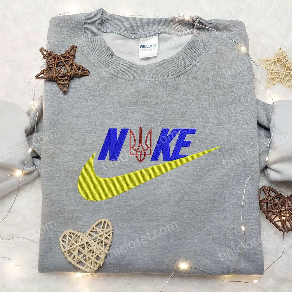 Coat of arms of Ukraine x Nike Embroidered Hoodie, Nike Inspired Embroidered Shirt, Best Birthday Gift Ideas