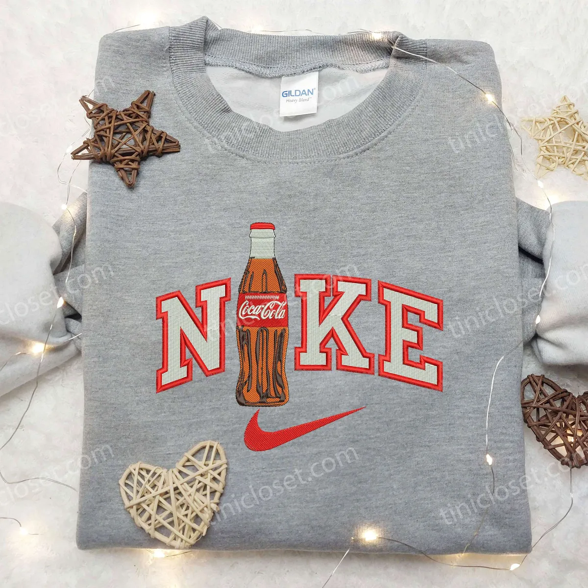 Coca Cola x Nike, Embroidered Shirt, Brand Embroidered Shirt, Custom Nike Embroidered Shirt