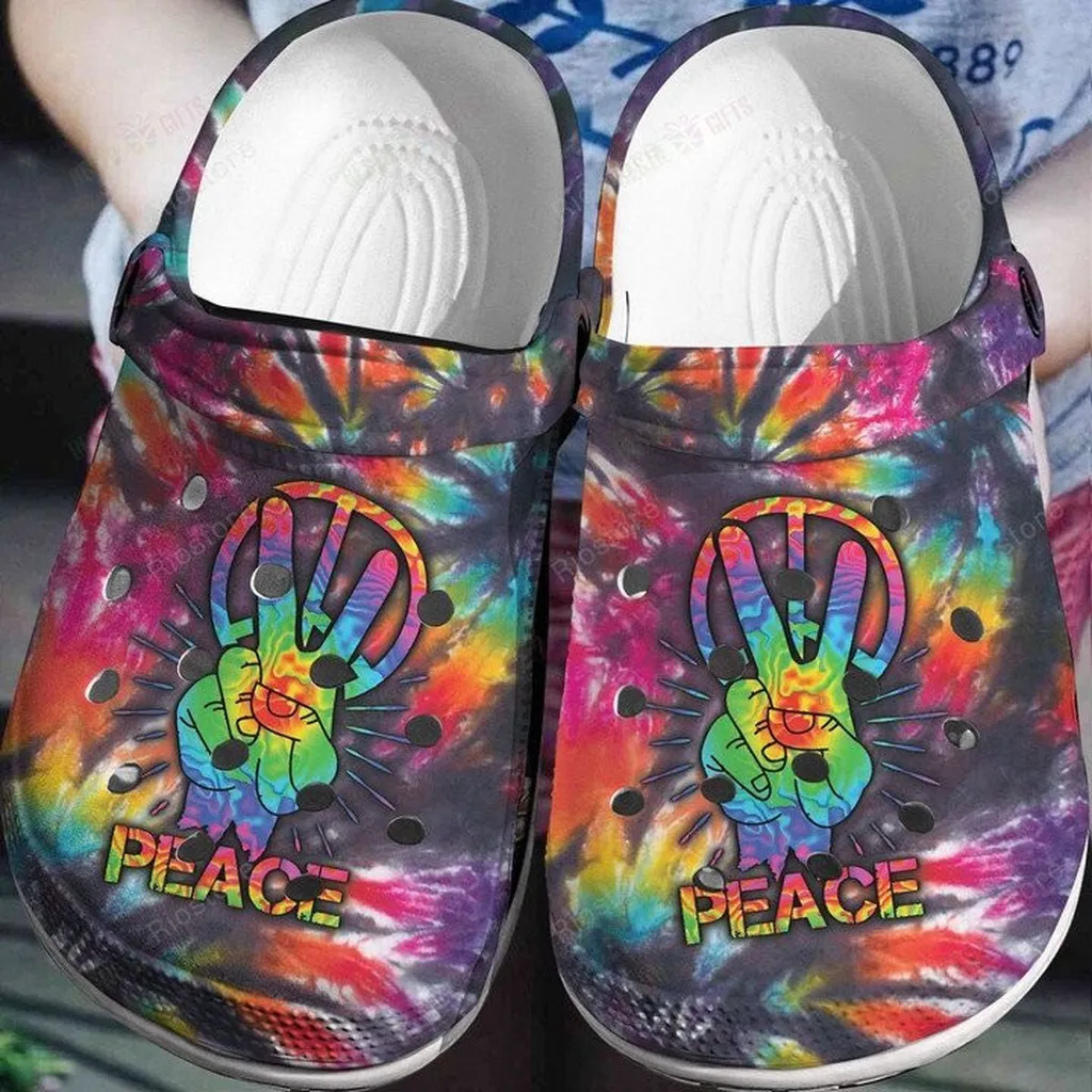 Coloful Peace Symbol Crocs Classic Clogs