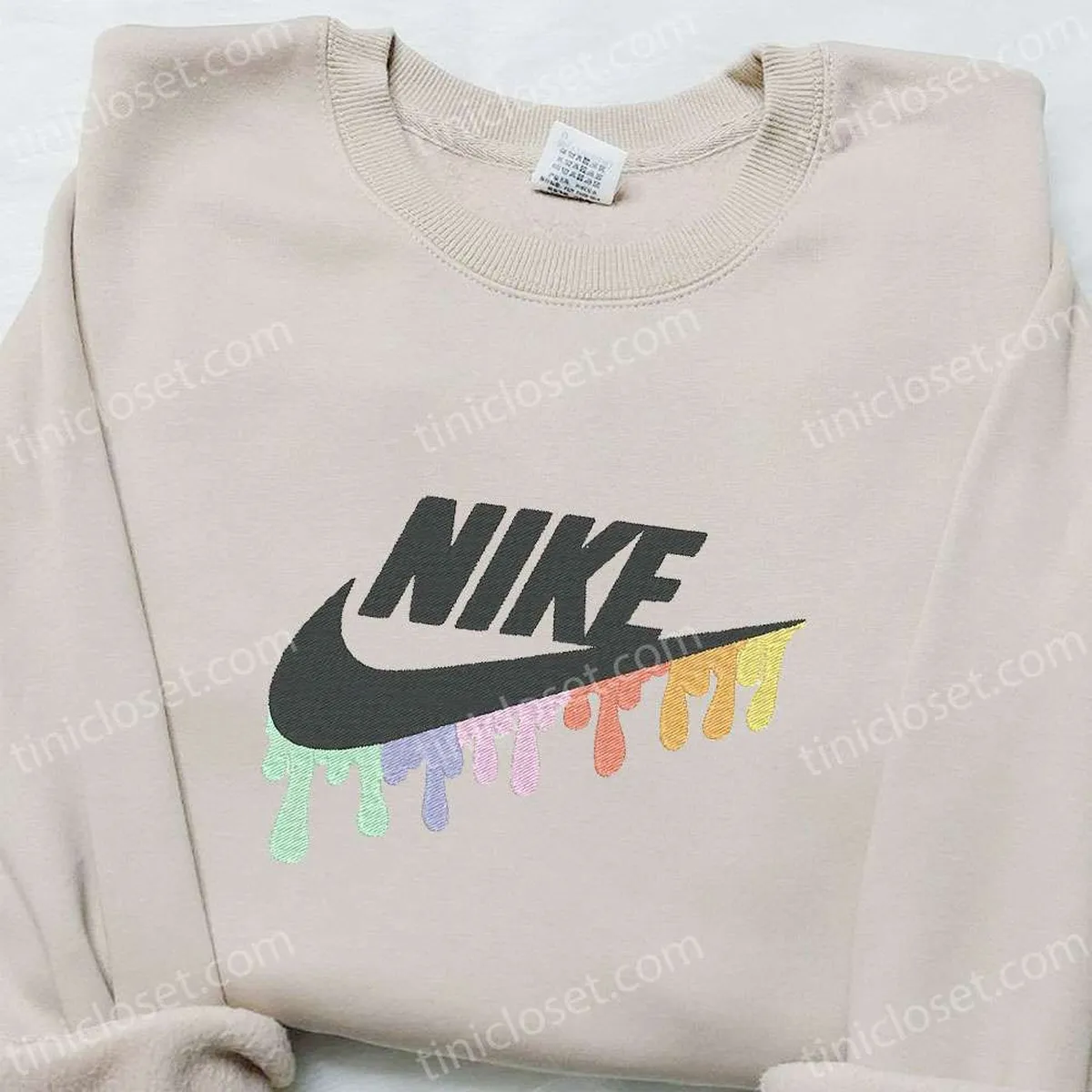 Color Dripping x Nike Embroidered Sweatshirt, Nike Inspired Embroidered T-shirt, Best Gift Ideas for Family