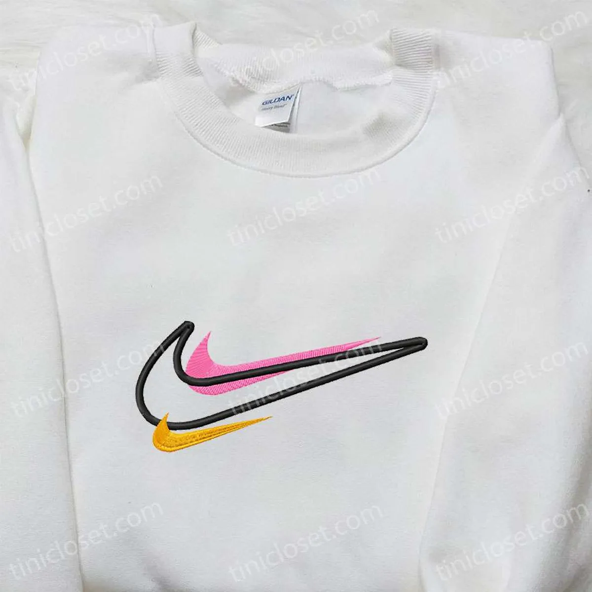 Color x Nike Swoosh Embroidered Shirt, Custom Nike Embroidered Shirt, Best Birthday Gift Ideas