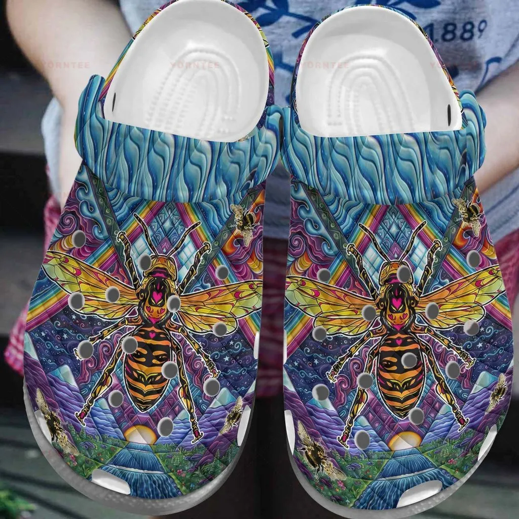 Colorful Bee 12 Gift For Lover Rubber Crocs Clog