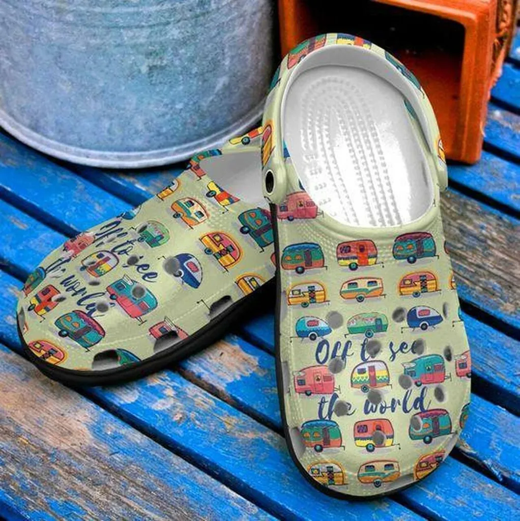 Colorful Camper Van Camping 3 Personalized Gift For Lover Rubber Crocs Clog