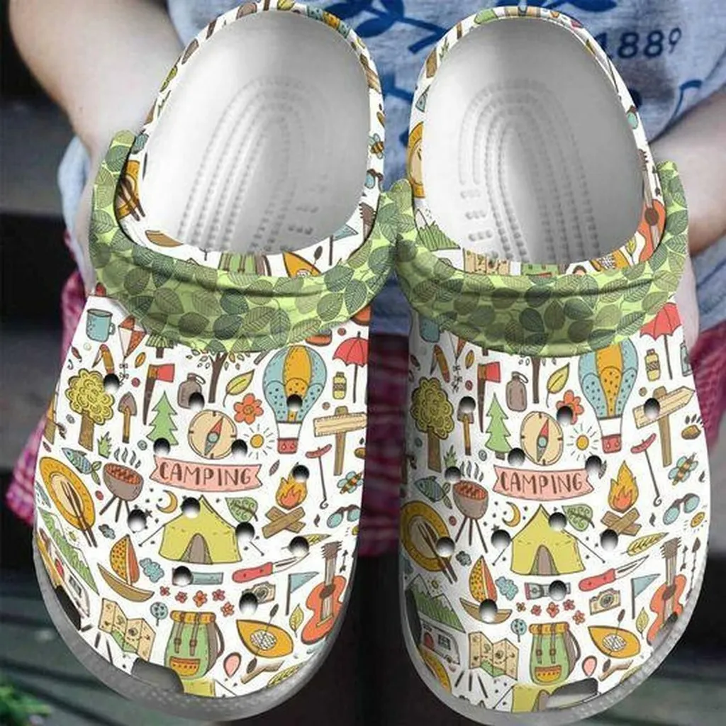 Colorful Camper Van Camping Camo 4 Personalized Gift For Lover Rubber Crocs Clog